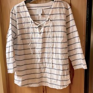 Sunday nautical lightweight pullover shirt sz L